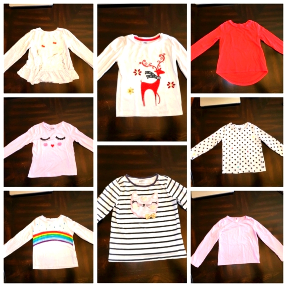 Lot of 8 Little Girl's Shirts, Size 5